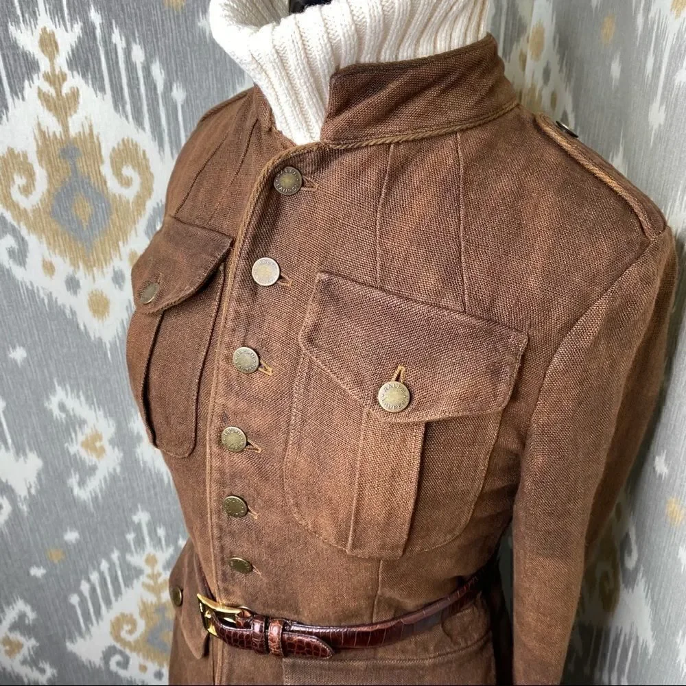 Ralph Lauren Collection Italian Linen Winslow Antique Brown Field Jacket